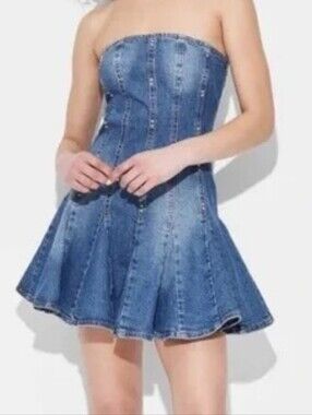 Wild Fable Light Blue Denim Skirt with Contrast Stitching